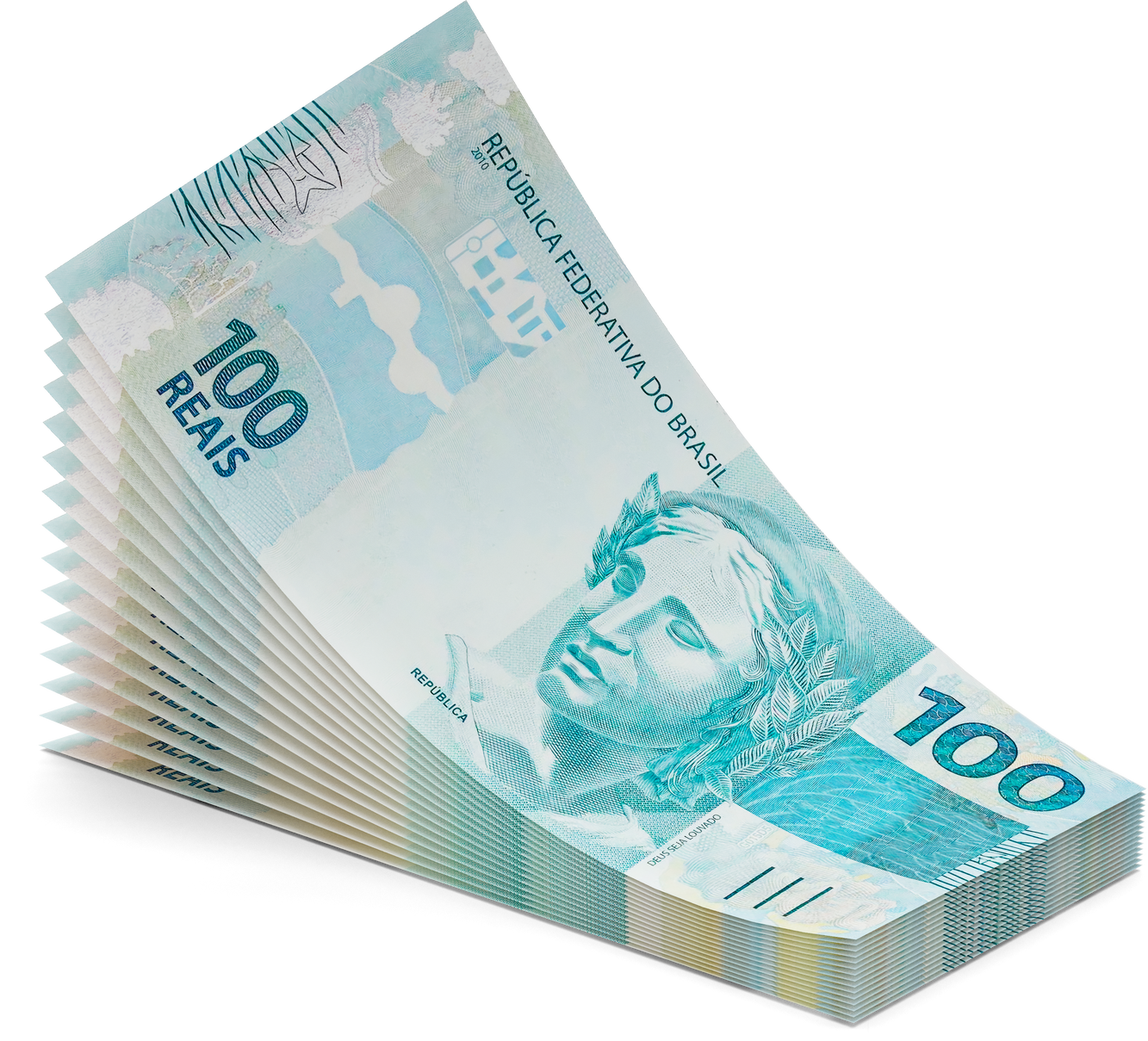 brazilian money with 100 reals banknote in 3d render